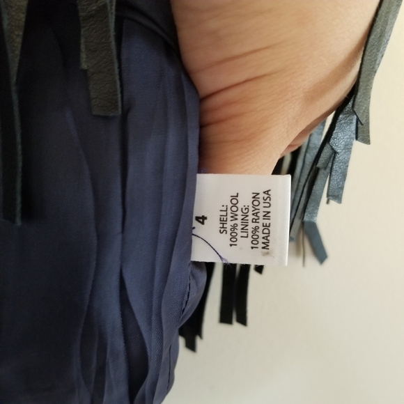 Bien Abyé by Dayanne Danier Wool Pencil Skirt w/ Fringe Stripes Size 4 - Picture 4 of 8